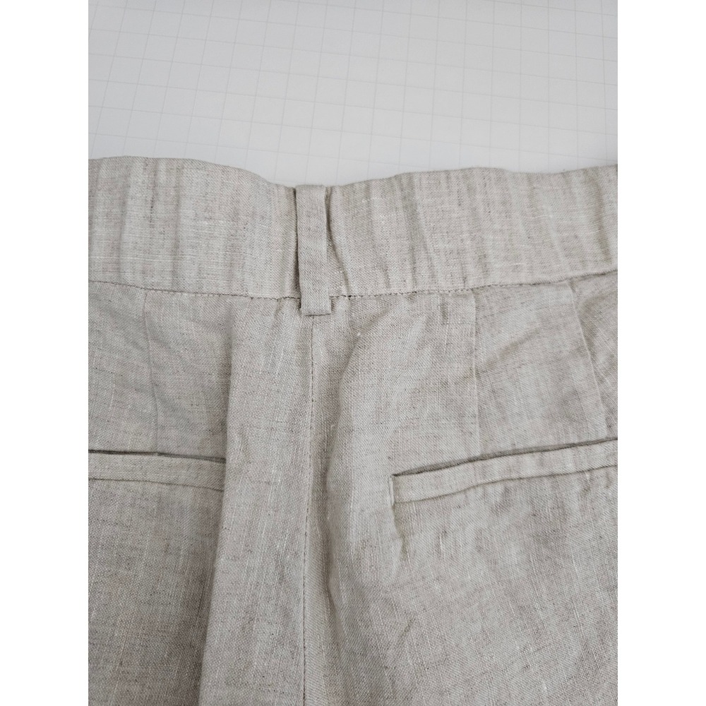 Talbots Bristol Crop Pants Womens 12P Beige 100% Linen Wide Leg Trousers Oatmeal - Picture 3 of 8
